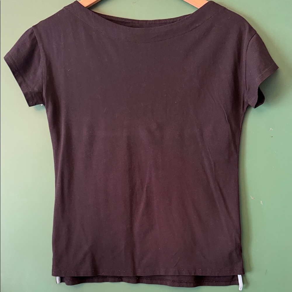 Boden Black Supersoft Boat Neck T-Shirt Womens XS Modal/Cotton